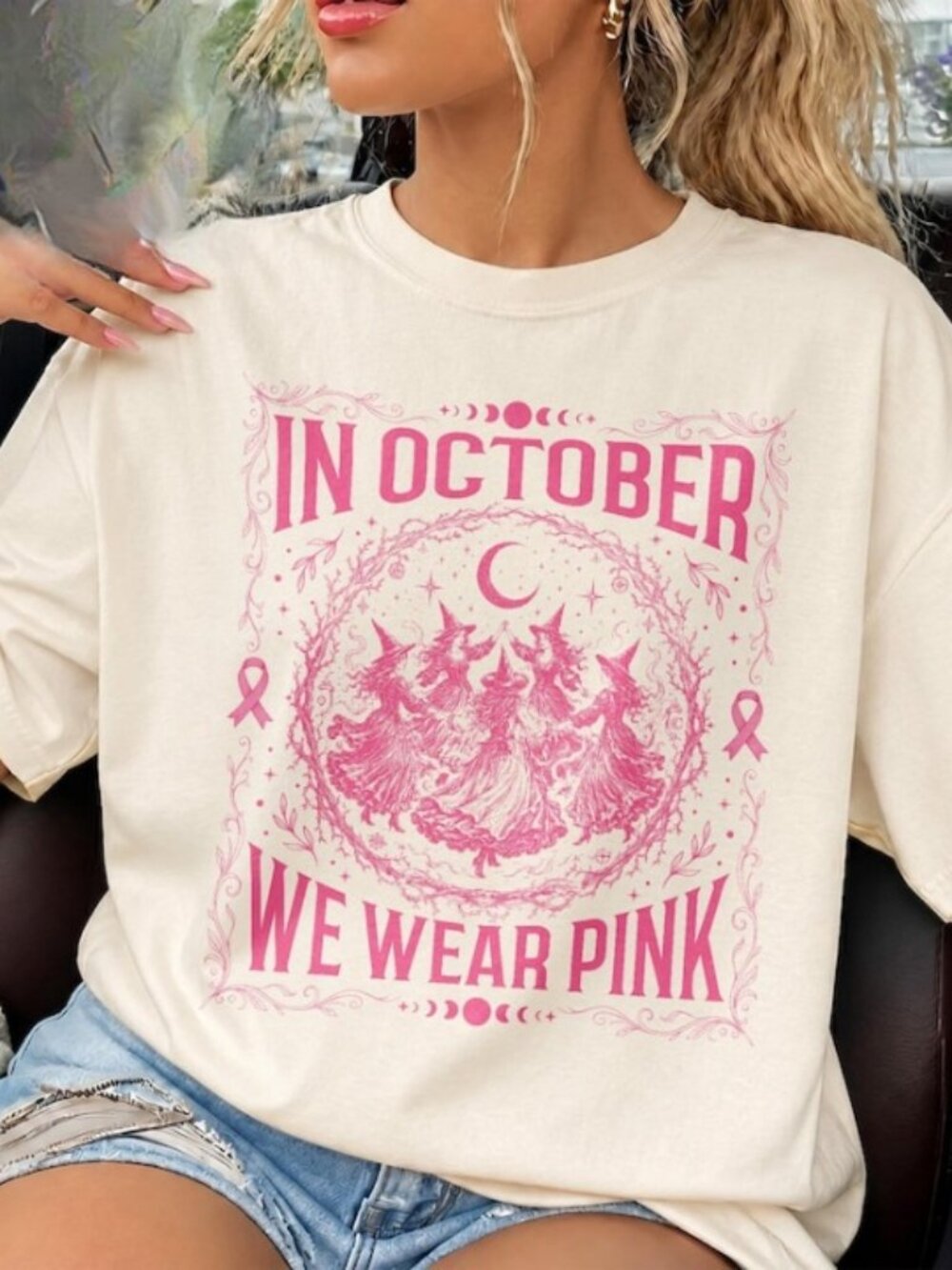 In October We Wear Pink Shirt, Breast Cancer Witch Tee